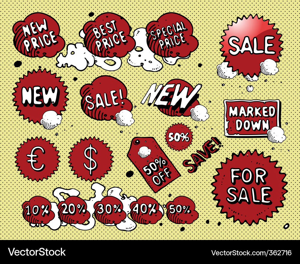 Set of red price tags Vector Image