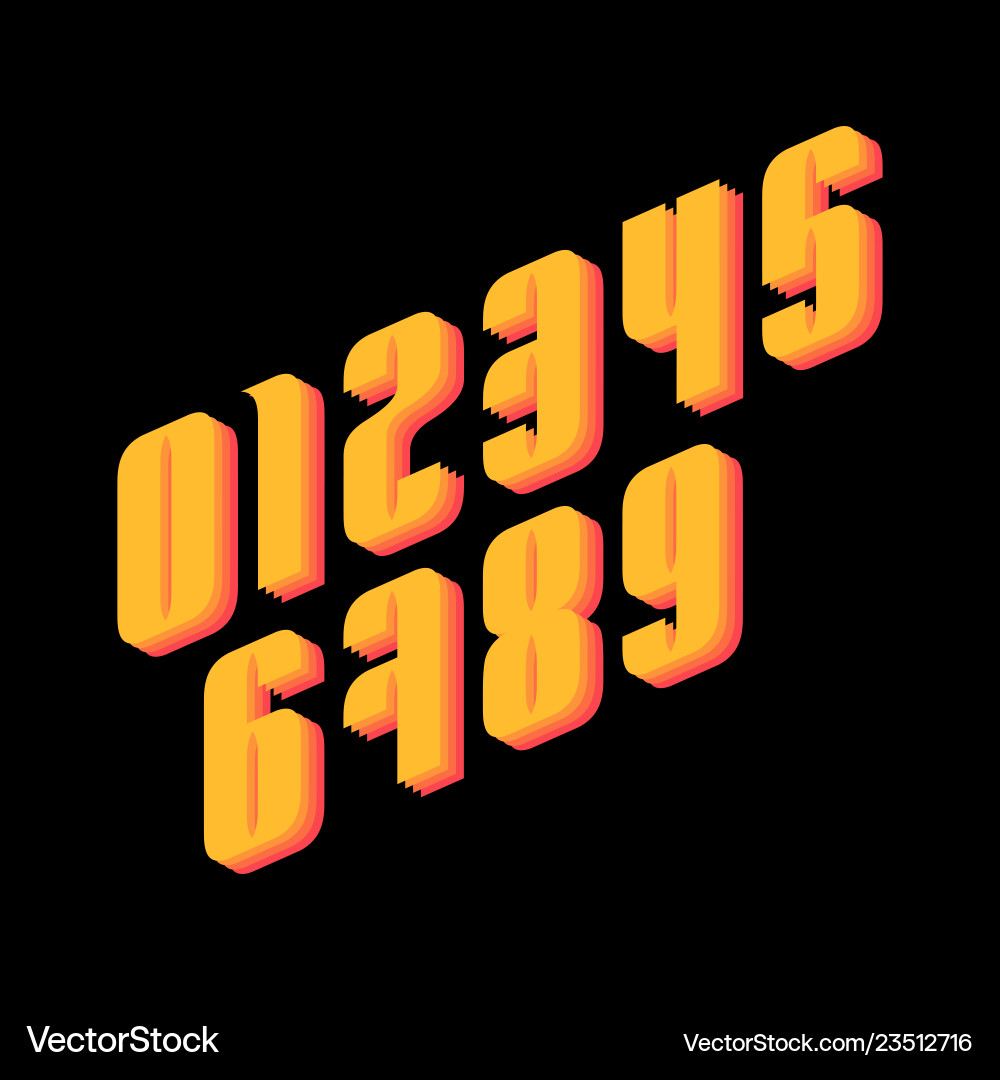 Set of ten 3d colorful numbers form zero to nine vector image
