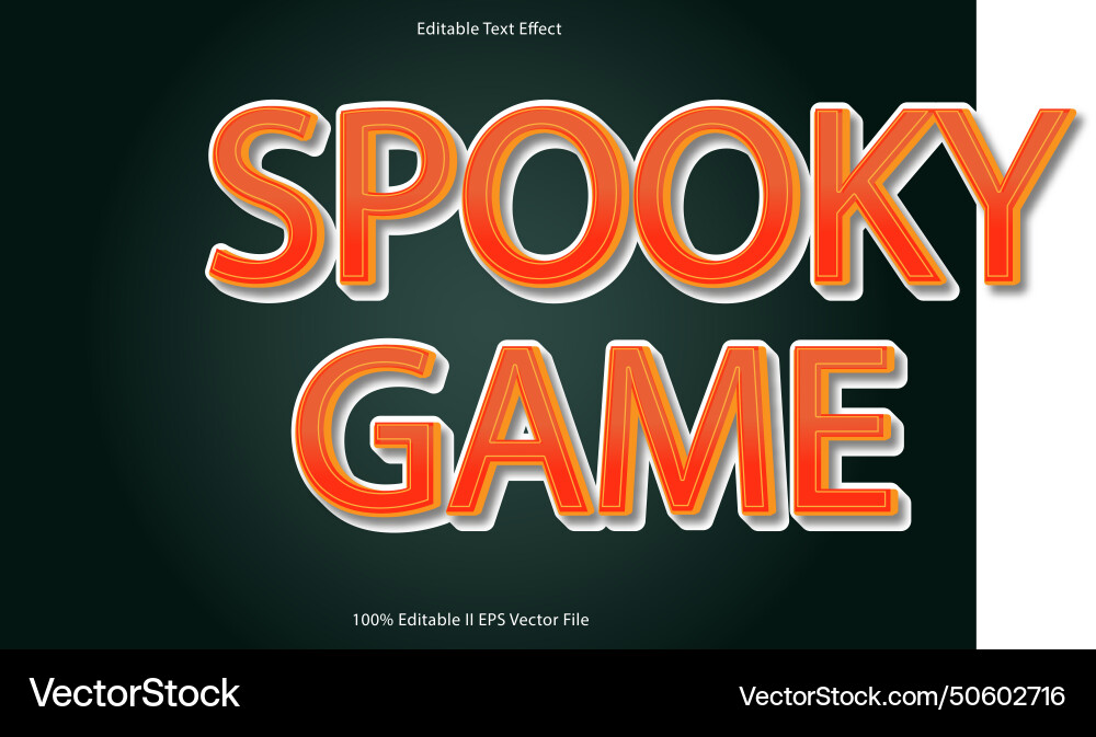 Spooky game editable text effect 3d emboss Vector Image