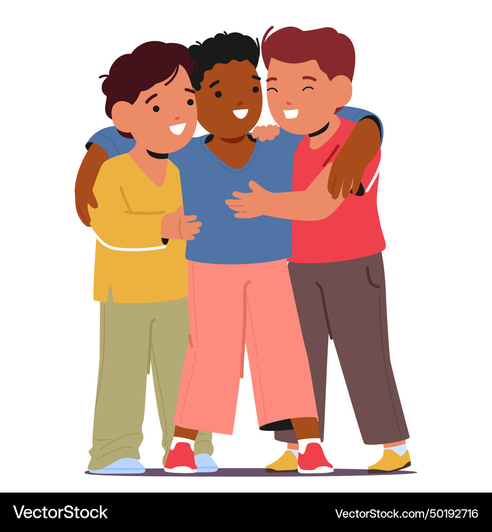 Three inseparable boy characters bound Three inseparable boy characters bound vector image