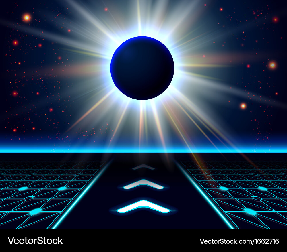 Unknown planet eclipse abstract cosmic background vector image