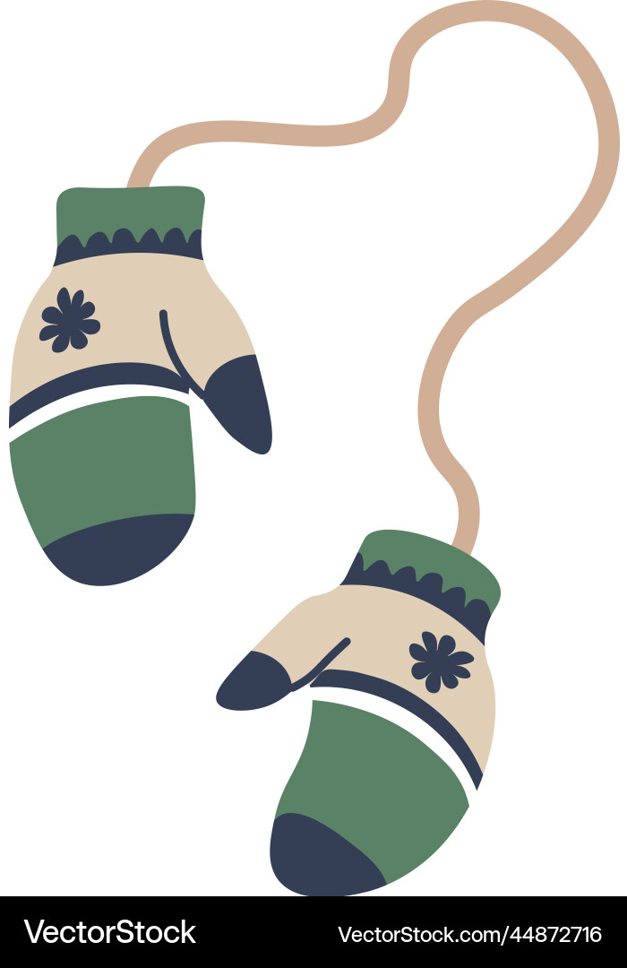 Winter mittens on rope clothes and accessories vector image