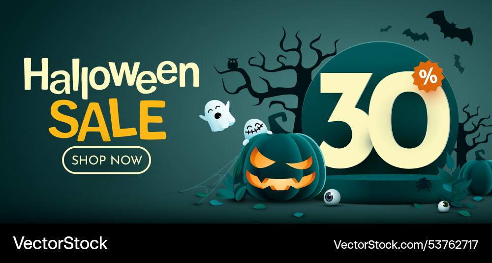 30 percents off halloween sale banner template 30 percents off halloween sale banner template vector image