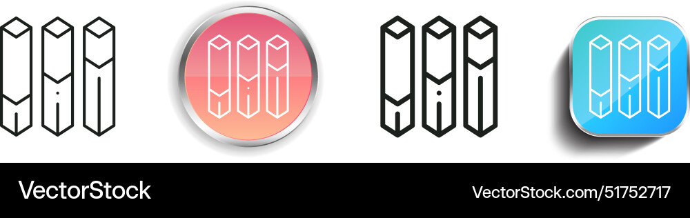 Bar chart icon thin linear regular and button Vector Image