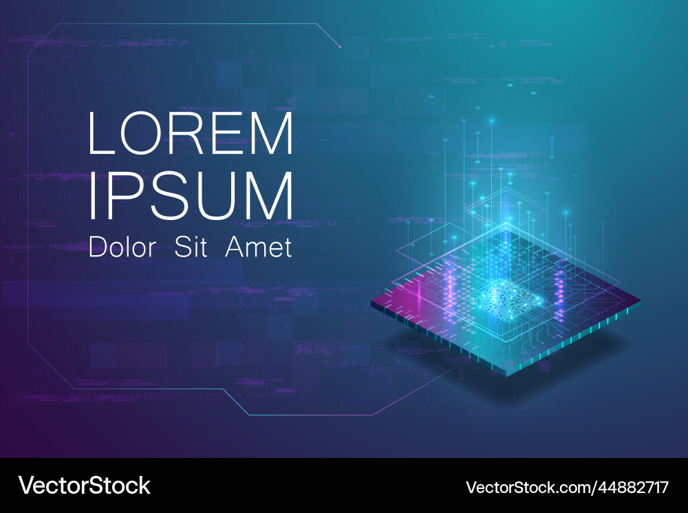 Computer microchip with light effects background Computer microchip with light effects background Vector Image