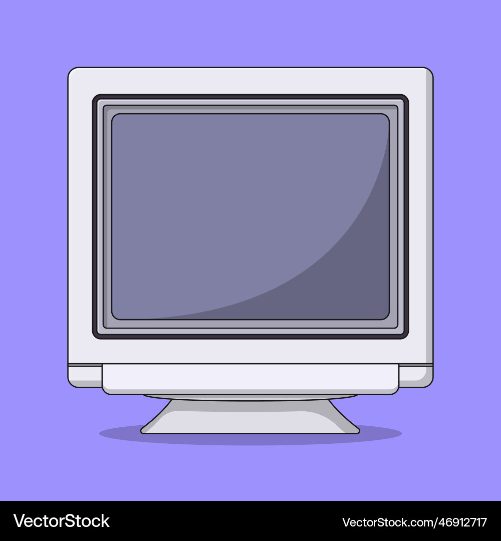Crt monitor icon with outline for design element Crt monitor icon with outline for design element Vector Image