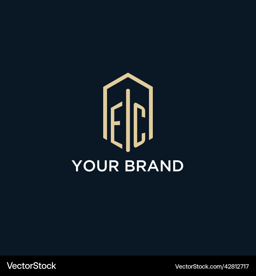 Ec initial monogram logo with hexagonal shape Vector Image