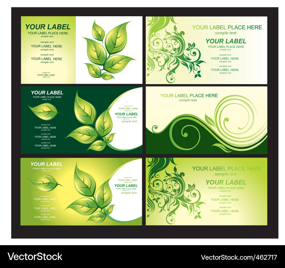 Green Leaf Business Card Template Vector Image