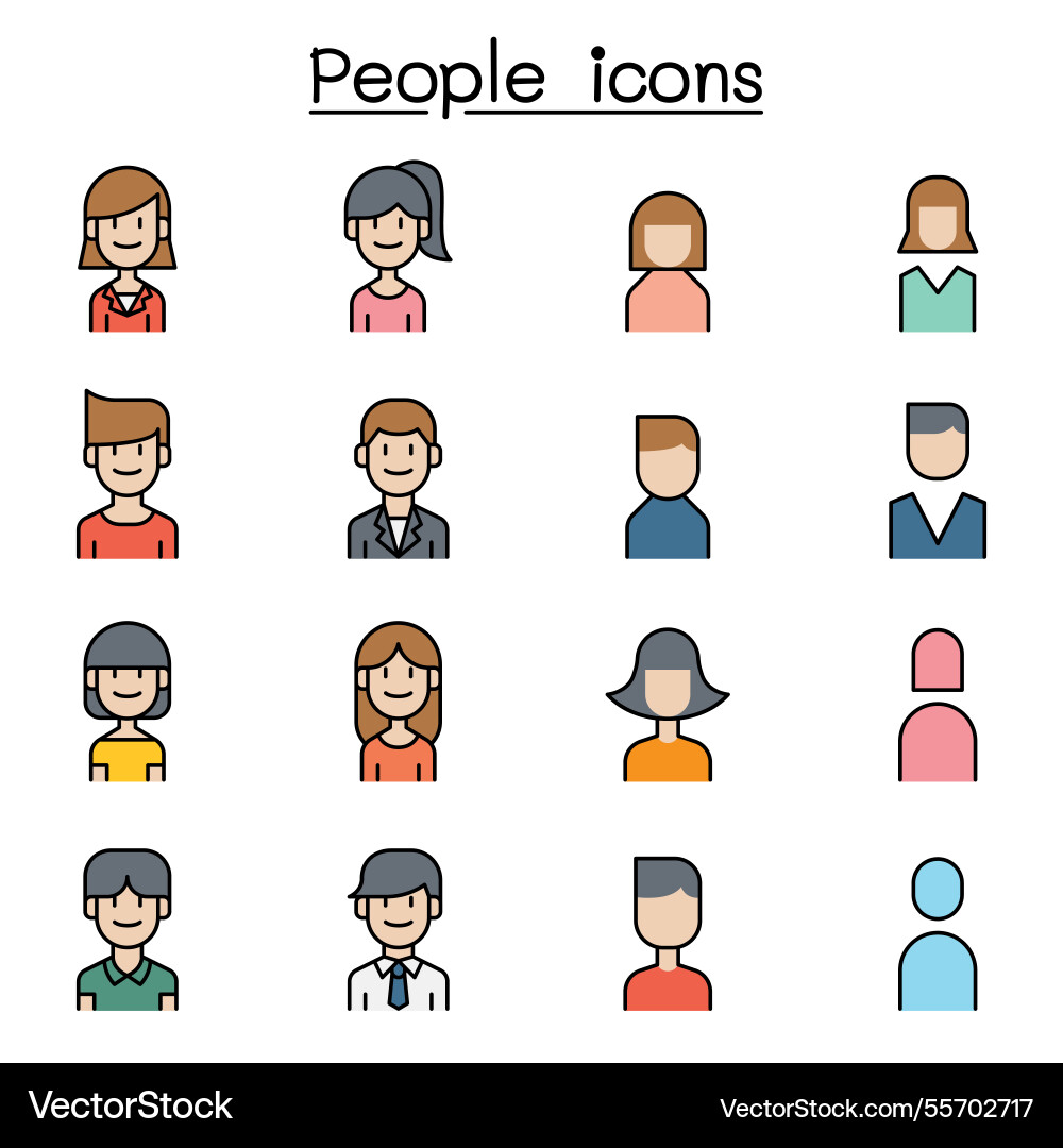 People user icon set in colorline style People user icon set in colorline style vector image