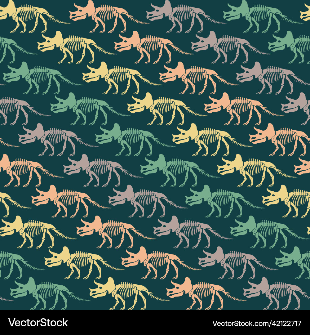 Seamless pattern with dinosaur skeleton Vector Image