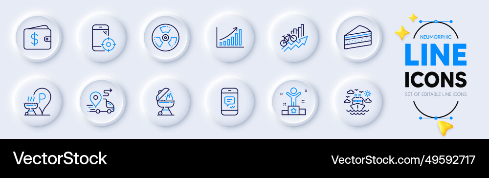 Seo phone message and cake line icons for web app Vector Image