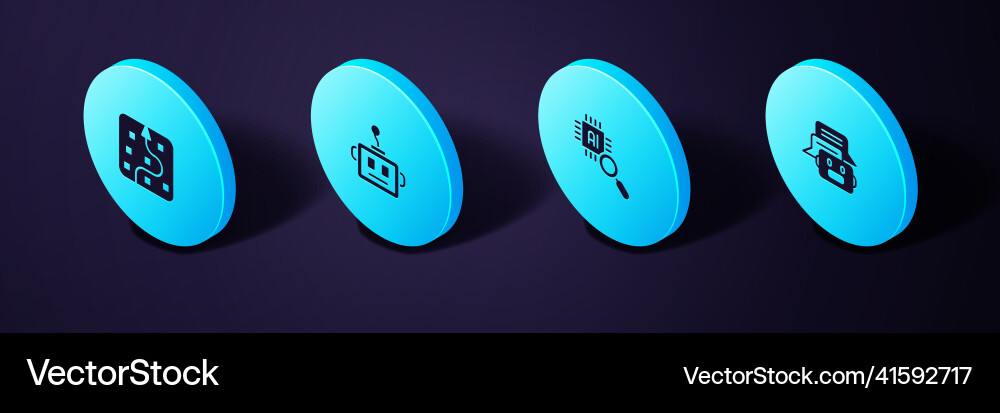 Set isometric chat bot Prozessor cpu künstlich Set isometric chat bot Prozessor cpu künstlich Vektorbild