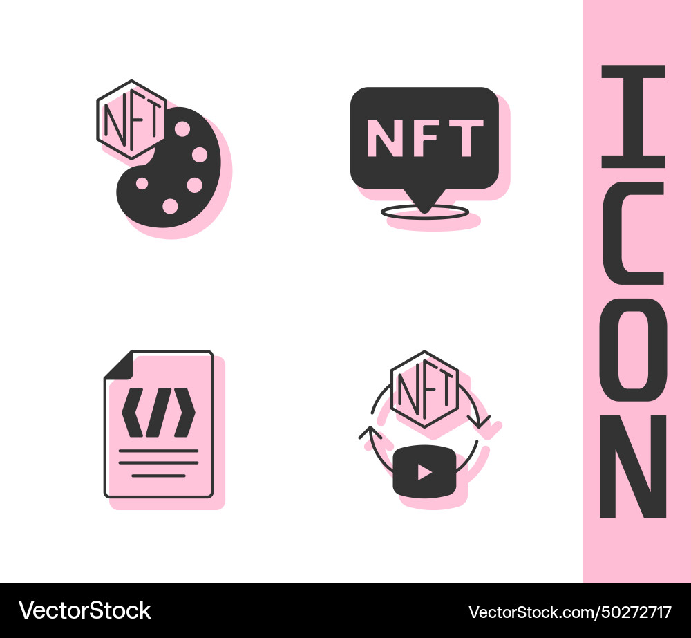 Set nft digital crypto art binary code and icon Set nft digital crypto art binary code and icon vector image