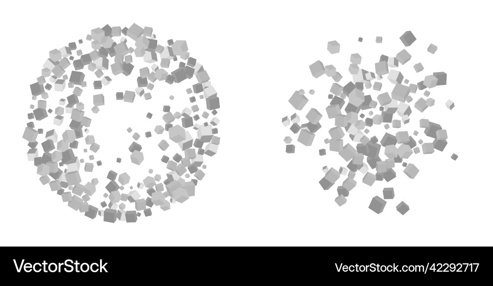Set of colorless cube shapes explosion splashes Vector Image