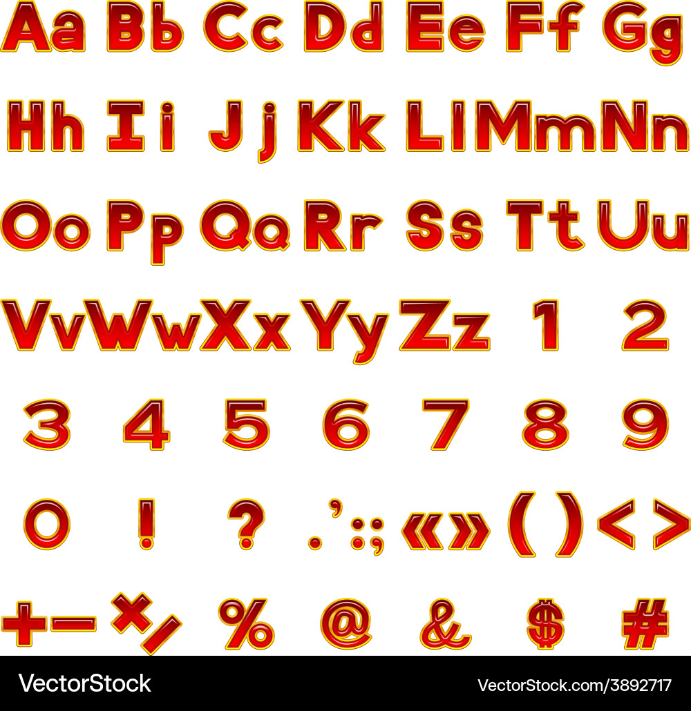 Set of red letters and numbers buttons vector image
