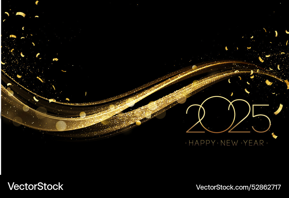 Shiny Gold New Year Wave Vector Image