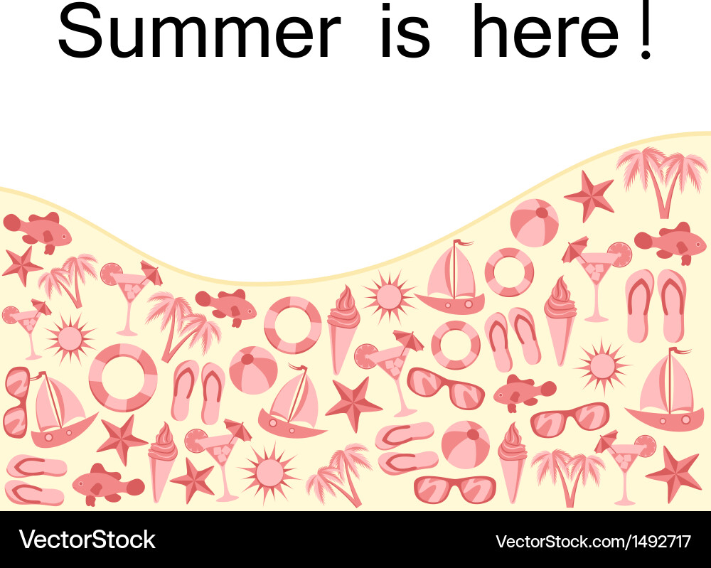 Summer text frame with object set Vector Image