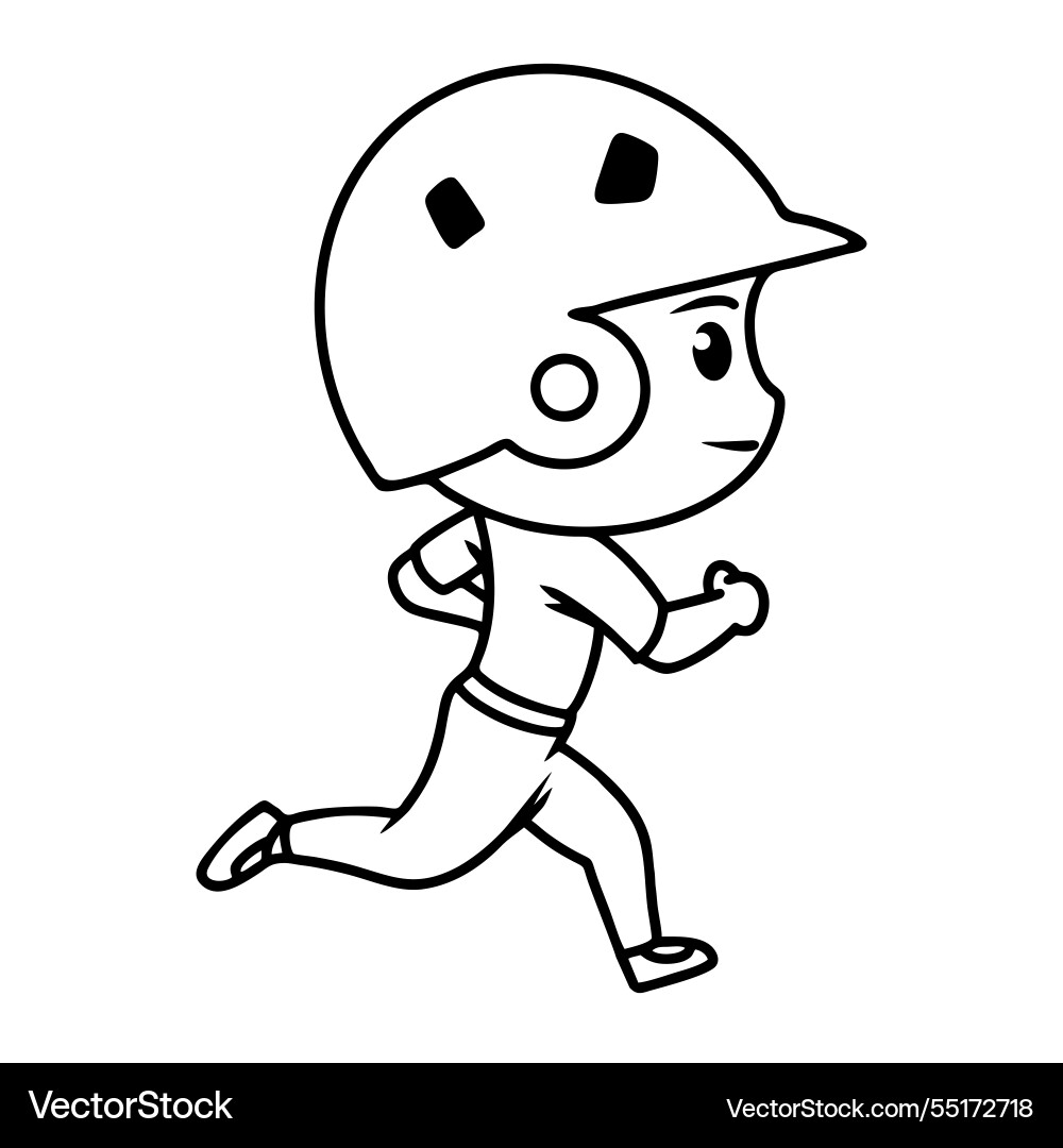 Baseball chibi character with helm in running Baseball chibi character with helm in running vector image