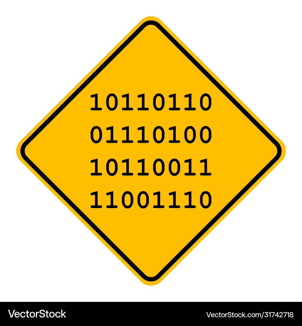 Binary code and road sign Vector Image