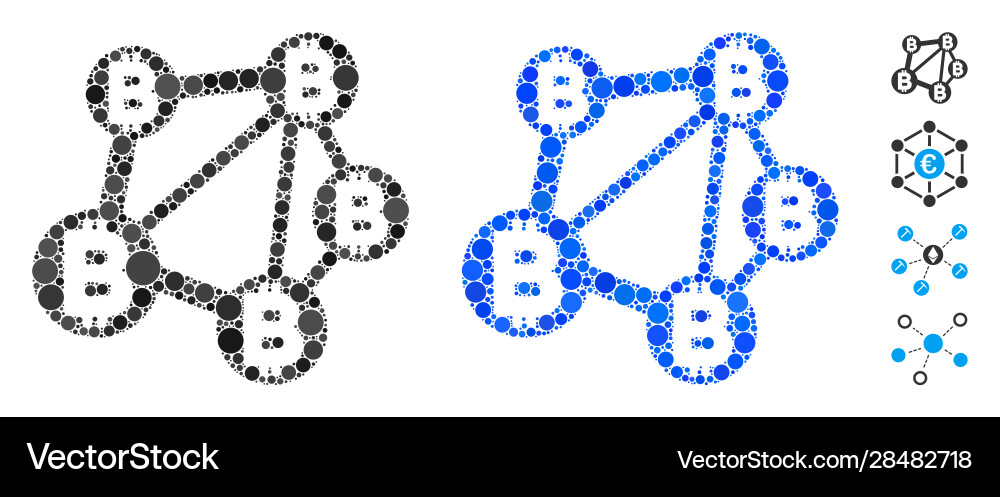 Bitcoin network composition icon round dots Bitcoin network composition icon round dots vector image