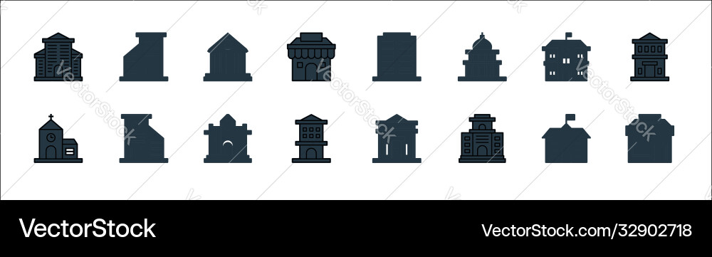 Building line icons linear set quality Building line icons linear set quality Vector Image