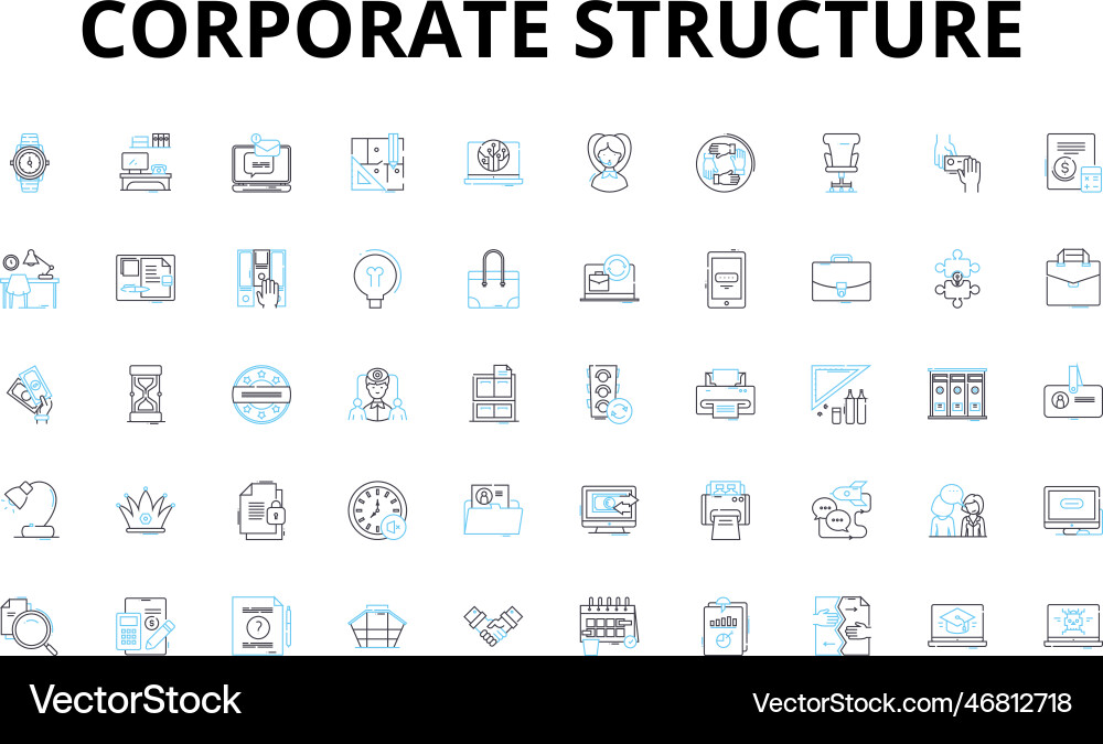 Corporate structure linear icons set hierarchy Corporate structure linear icons set hierarchy Vector Image