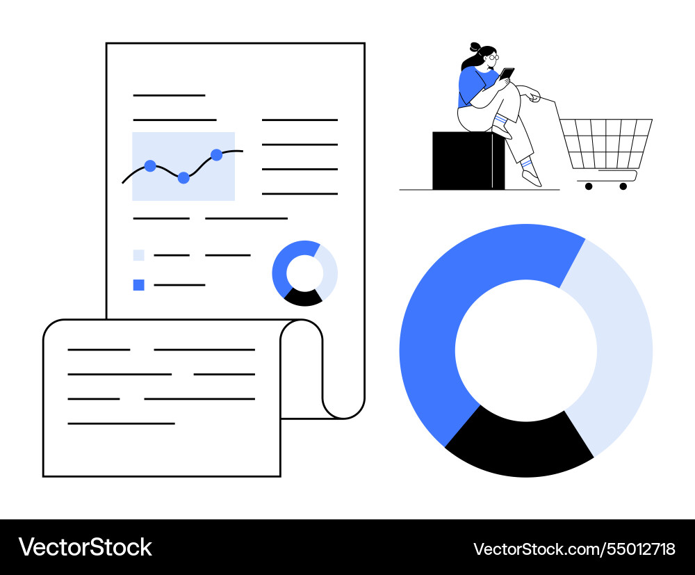E-commerce data analysis graphs charts Vector Image