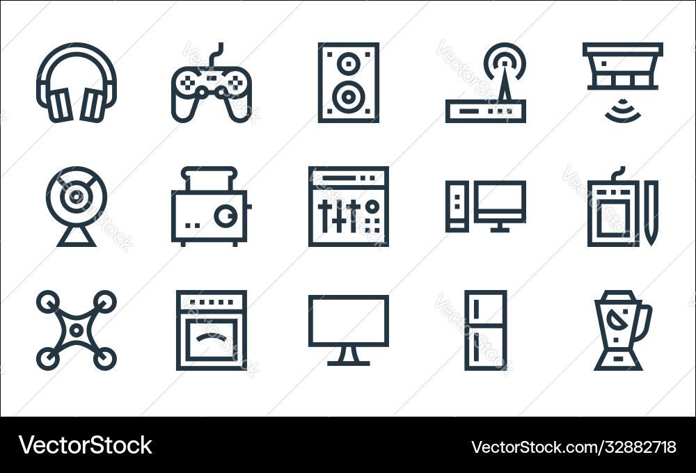 Electronics line icons linear set quality Electronics line icons linear set quality vector image