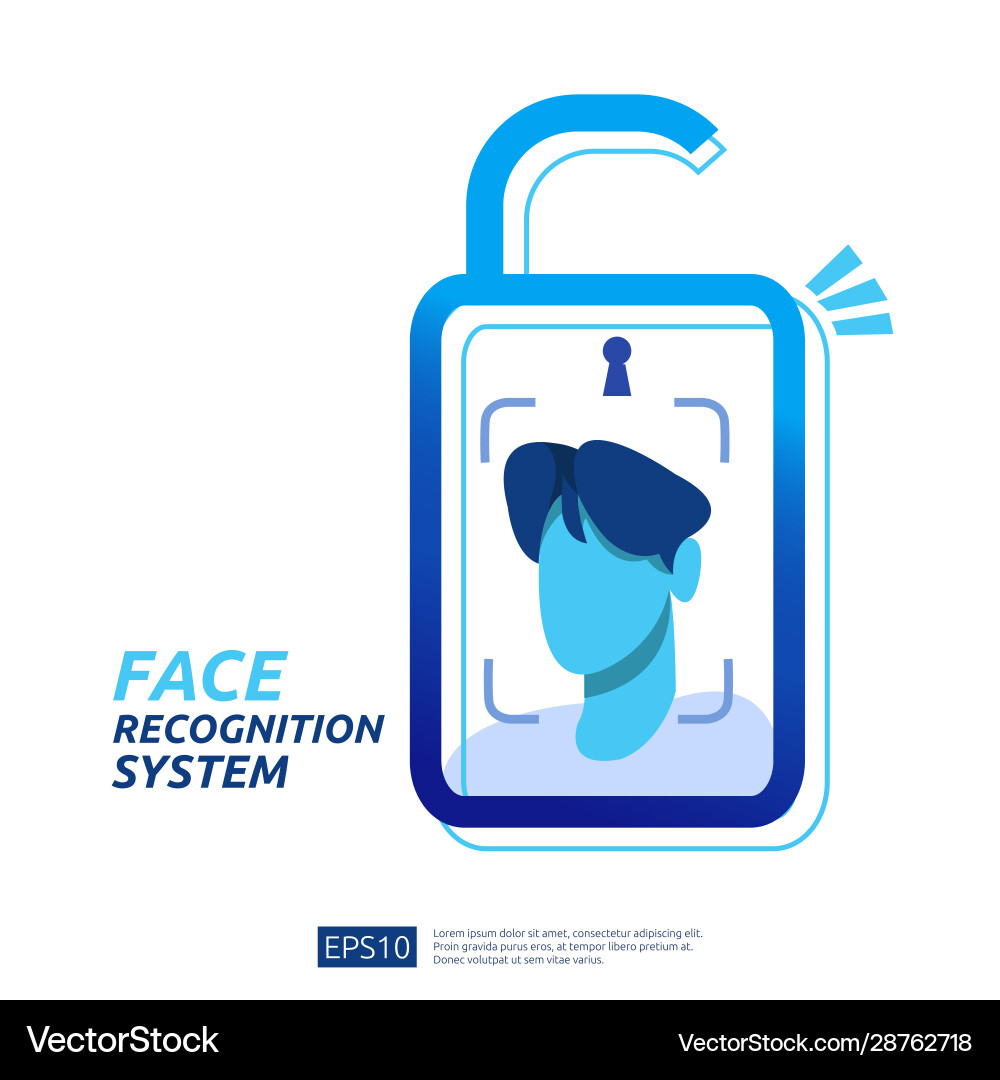 Face recognition system scanning on smartphone Face recognition system scanning on smartphone vector image