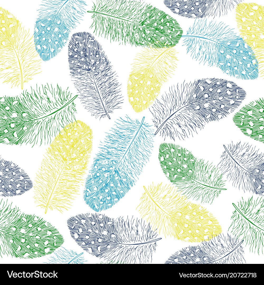 Feathers sketch seamless pattern Feathers sketch seamless pattern vector image