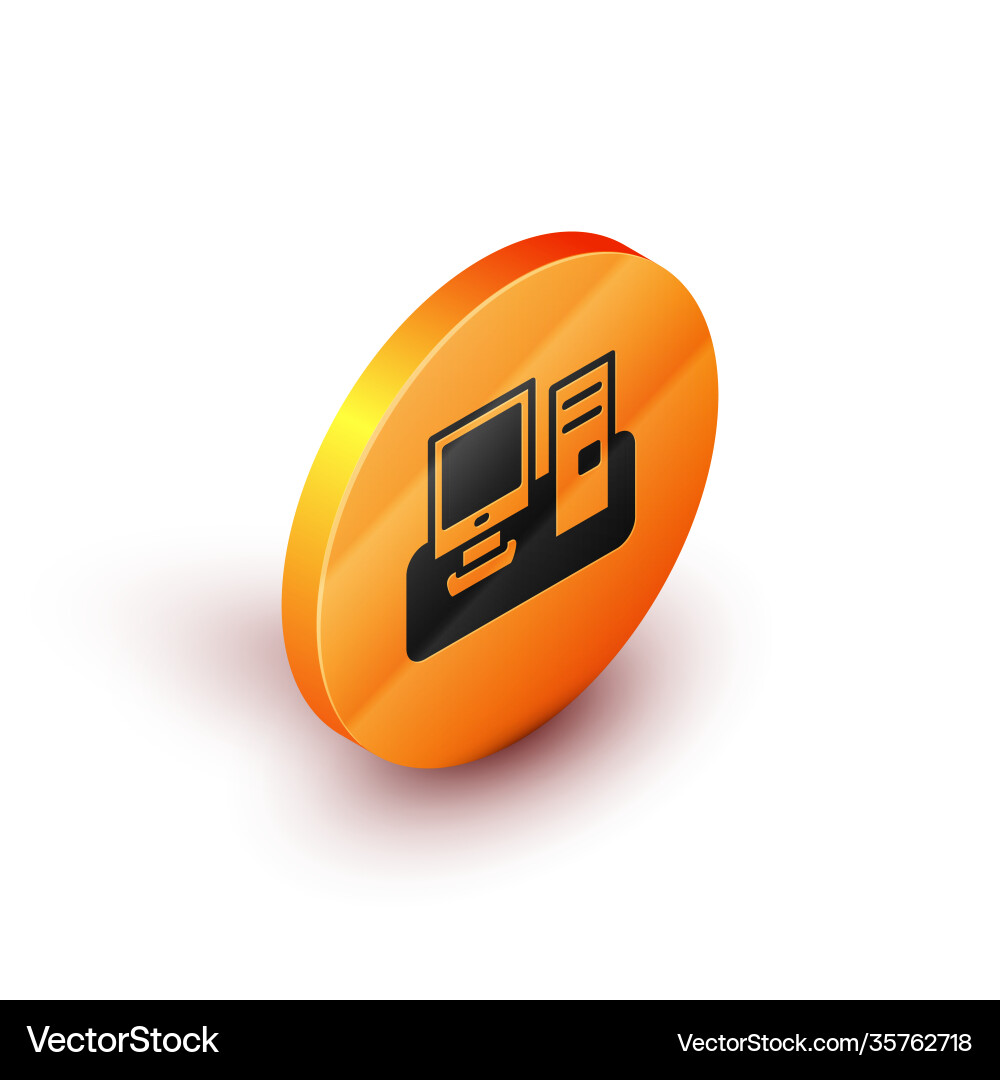 Isometric computer monitor with keyboard and mouse Vector Image