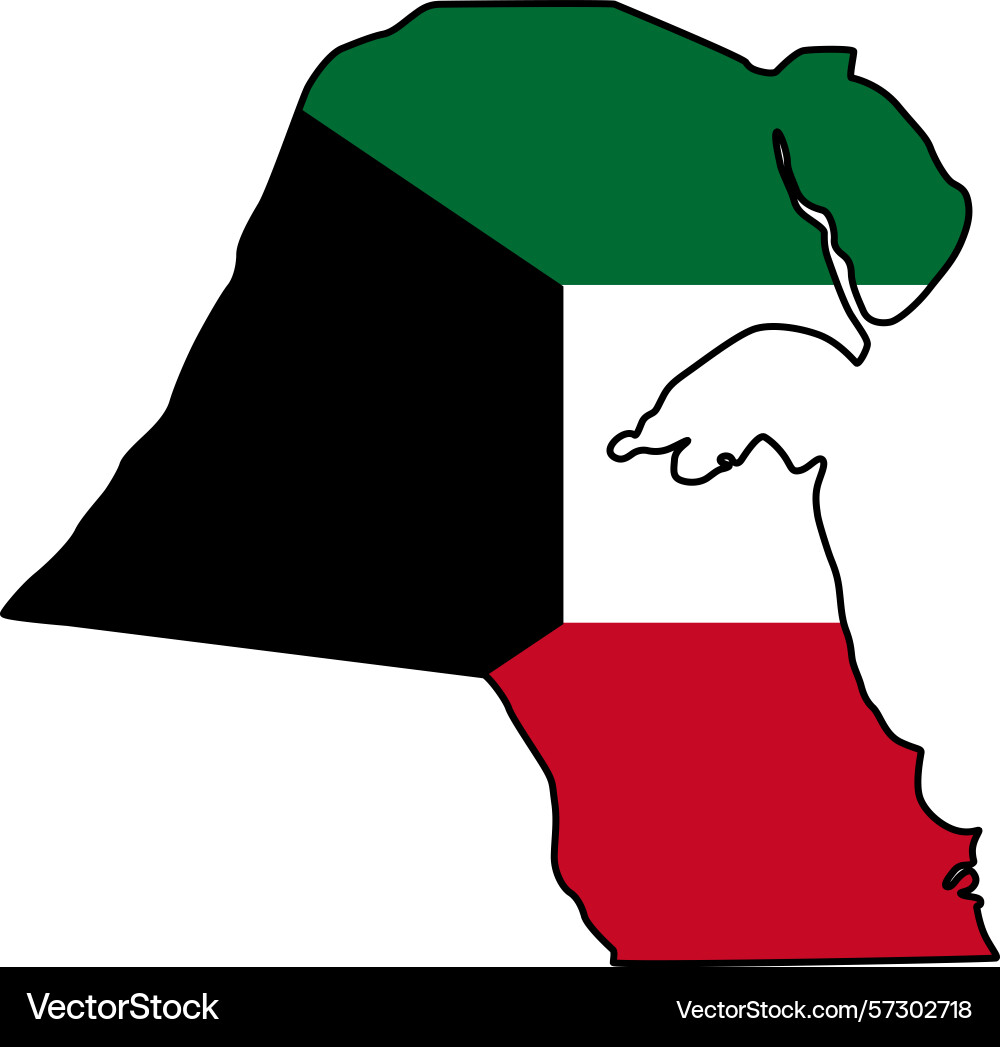 Map with kuwait flag design on white background Map with kuwait flag design on white background Vector Image
