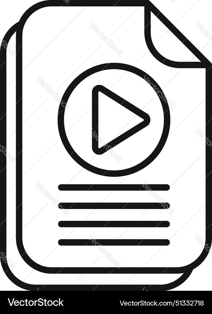 Multimedia icon with play button document outline Multimedia icon with play button document outline Vector Image