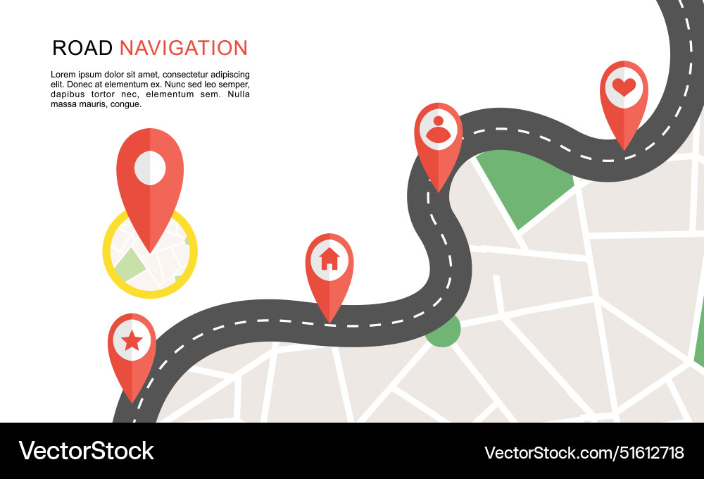 Navigation concept with pin pointer Vector Image