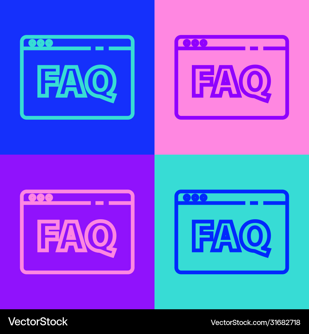 Pop art line browser faq icon isolated on color Pop art line browser faq icon isolated on color vector image