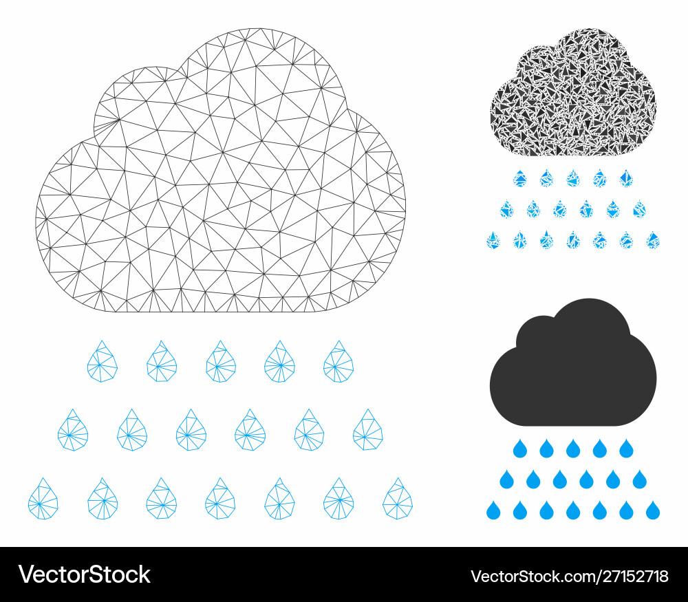 Rain cloud mesh network model and triangle Rain cloud mesh network model and triangle vector image