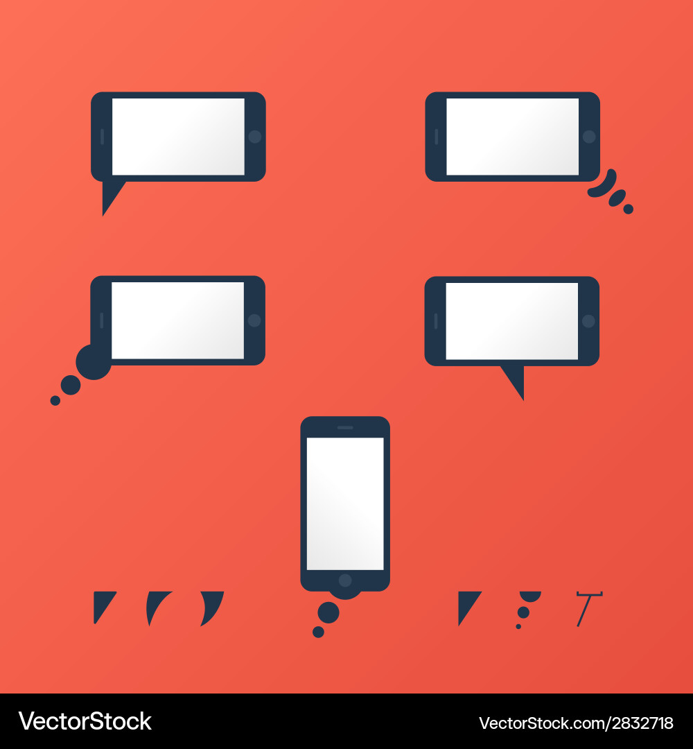 Red Smartphone with Empty Speech Bubbles vector image