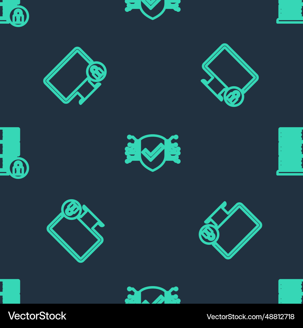 Set line cyber security lock on monitor Set line cyber security lock on monitor vector image