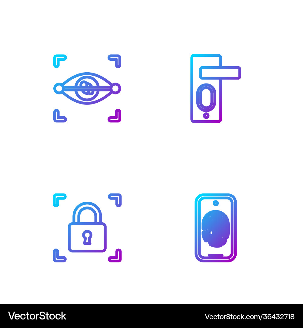 Set line mobile with fingerprint scan Set line mobile with fingerprint scan vector image