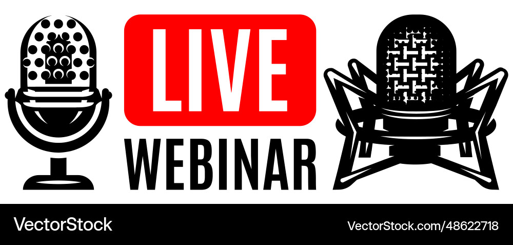Set of elements for live webinar button design vector image