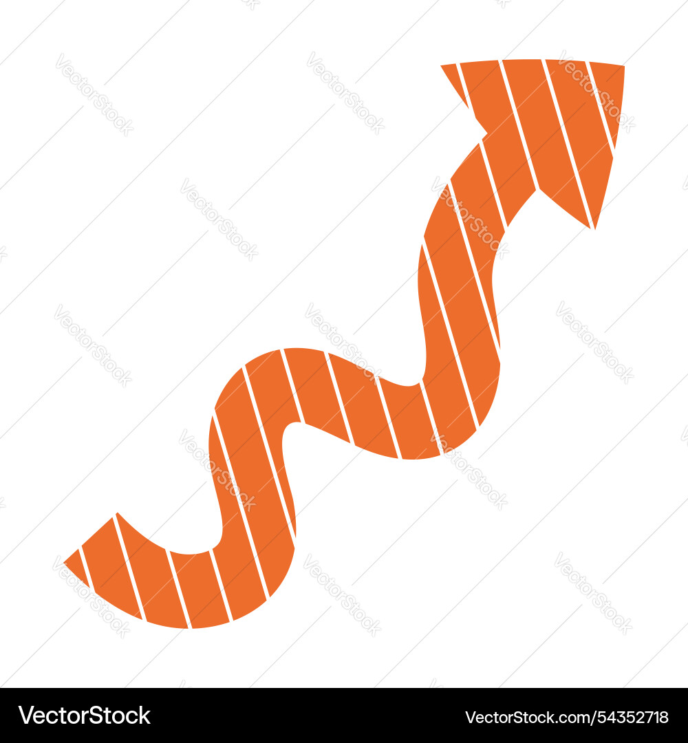 Striped curved arrow or pointer for creating Vector Image