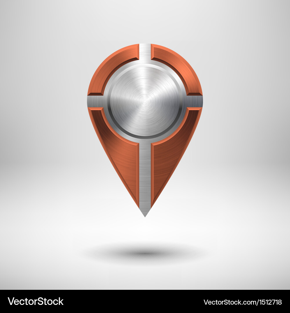 Technology pointer button with bronze metal vector image