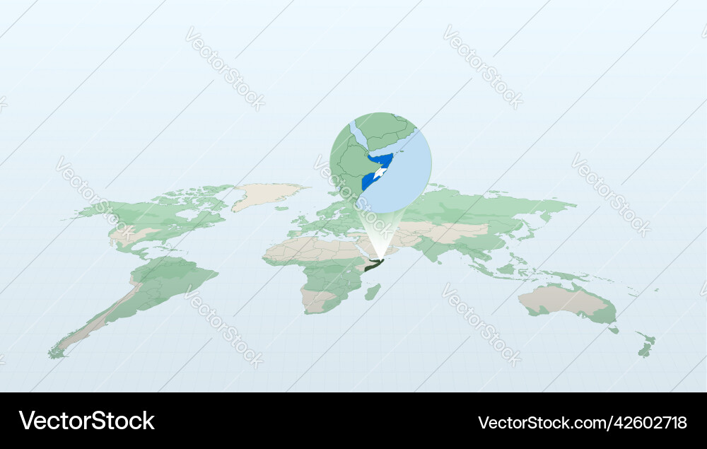 World map in perspective showing the location Vector Image
