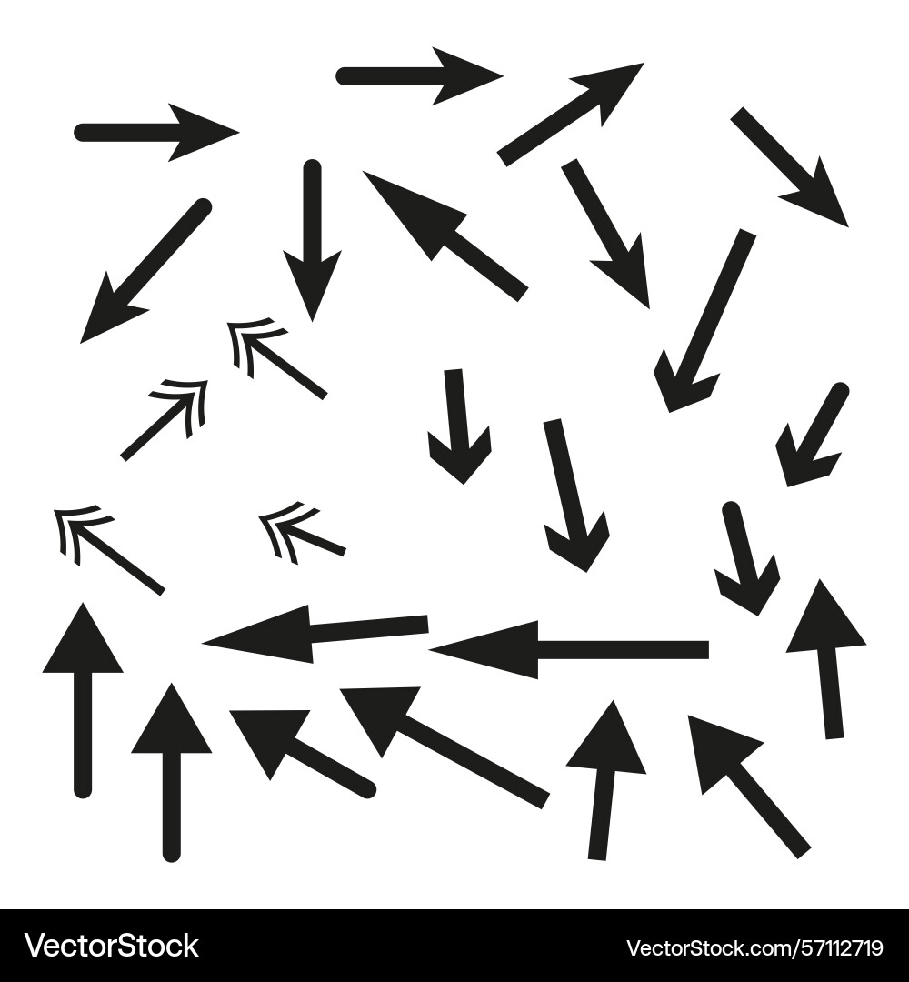 Arrow set black direction shapes pointer Vector Image