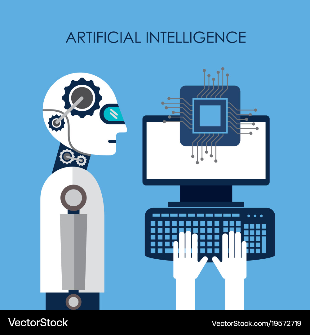 Artificial intelligence computer board circuit vector image