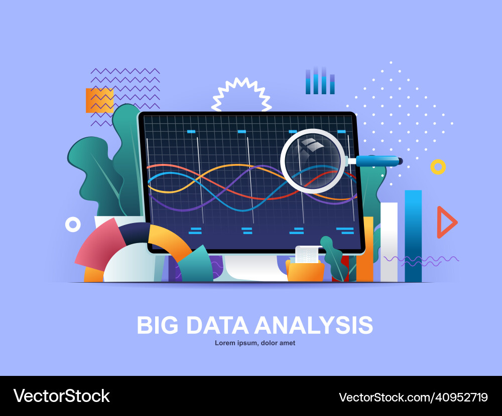 Big data analysis flat concept with gradients Big data analysis flat concept with gradients vector image