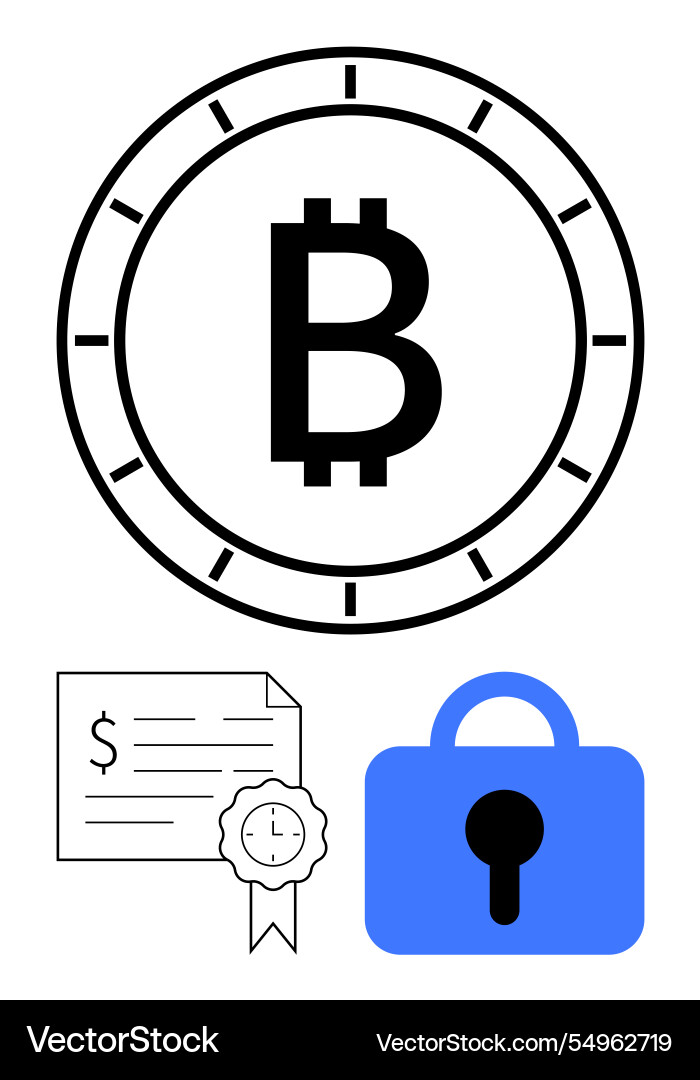 Bitcoin security and certification concept Vector Image