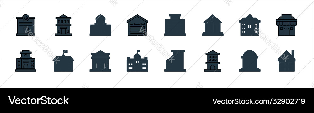 Building line icons linear set quality vector image