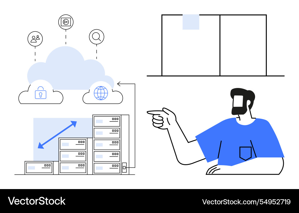 Cloud storage and data visualization concept Cloud storage and data visualization concept vector image