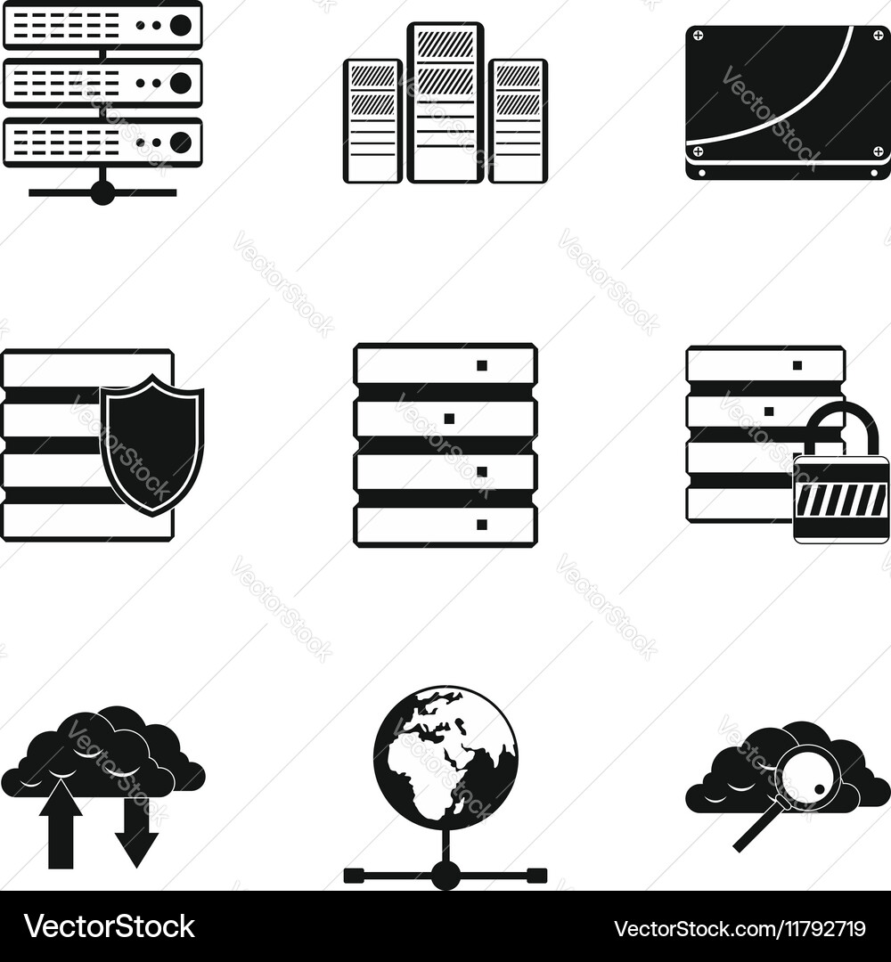 Computer icons set simple style vector image